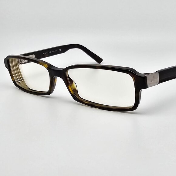 Gucci GG1574 086 Olive Amber Rectangular Eyeglasses Frame w Case Italy 53-15-140 - Picture 3 of 15